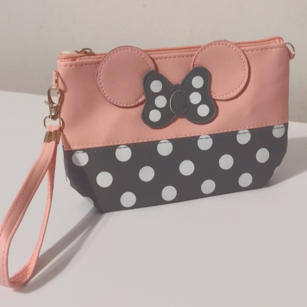 Minnie Mouse Polka Dot Wristlet Travel Toiletry Bag